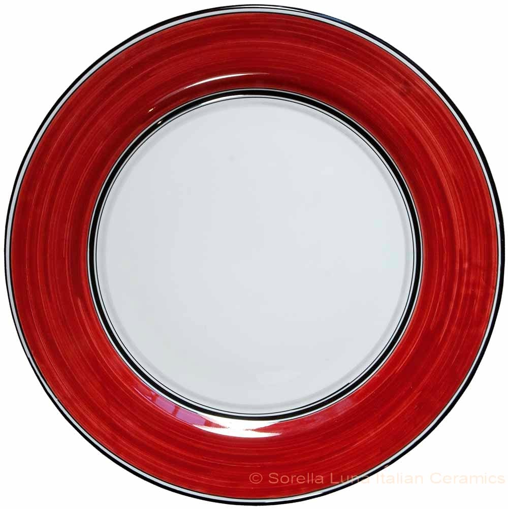 Italian Charger Plate - Black Border Solid Bordeaux