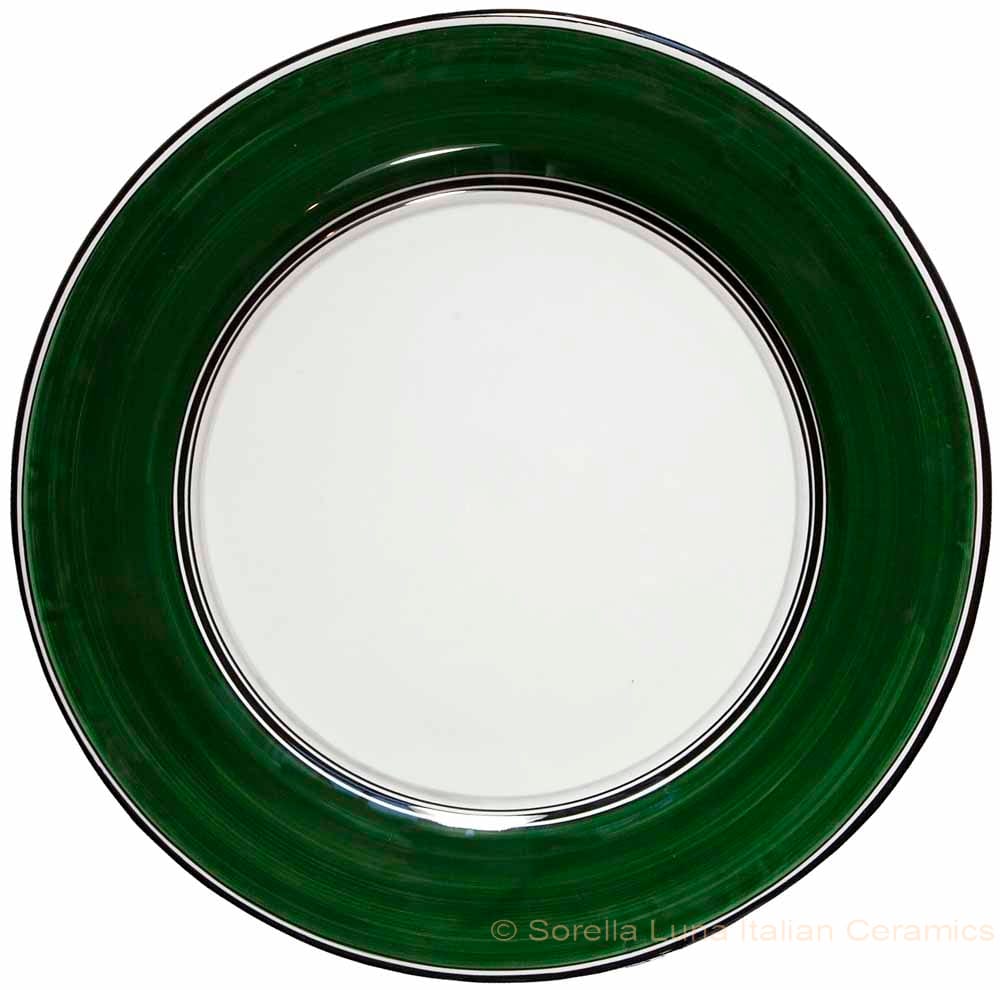 Italian Charger Plate - Black Border Solid Emerald Green