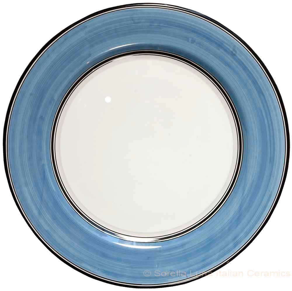 Italian Charger Plate - Black Border Solid Light Blue - Platino