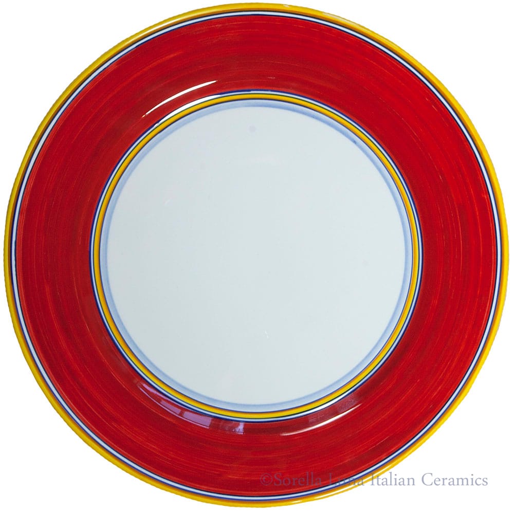 Italian Charger Plate - Yellow Border Solid Red