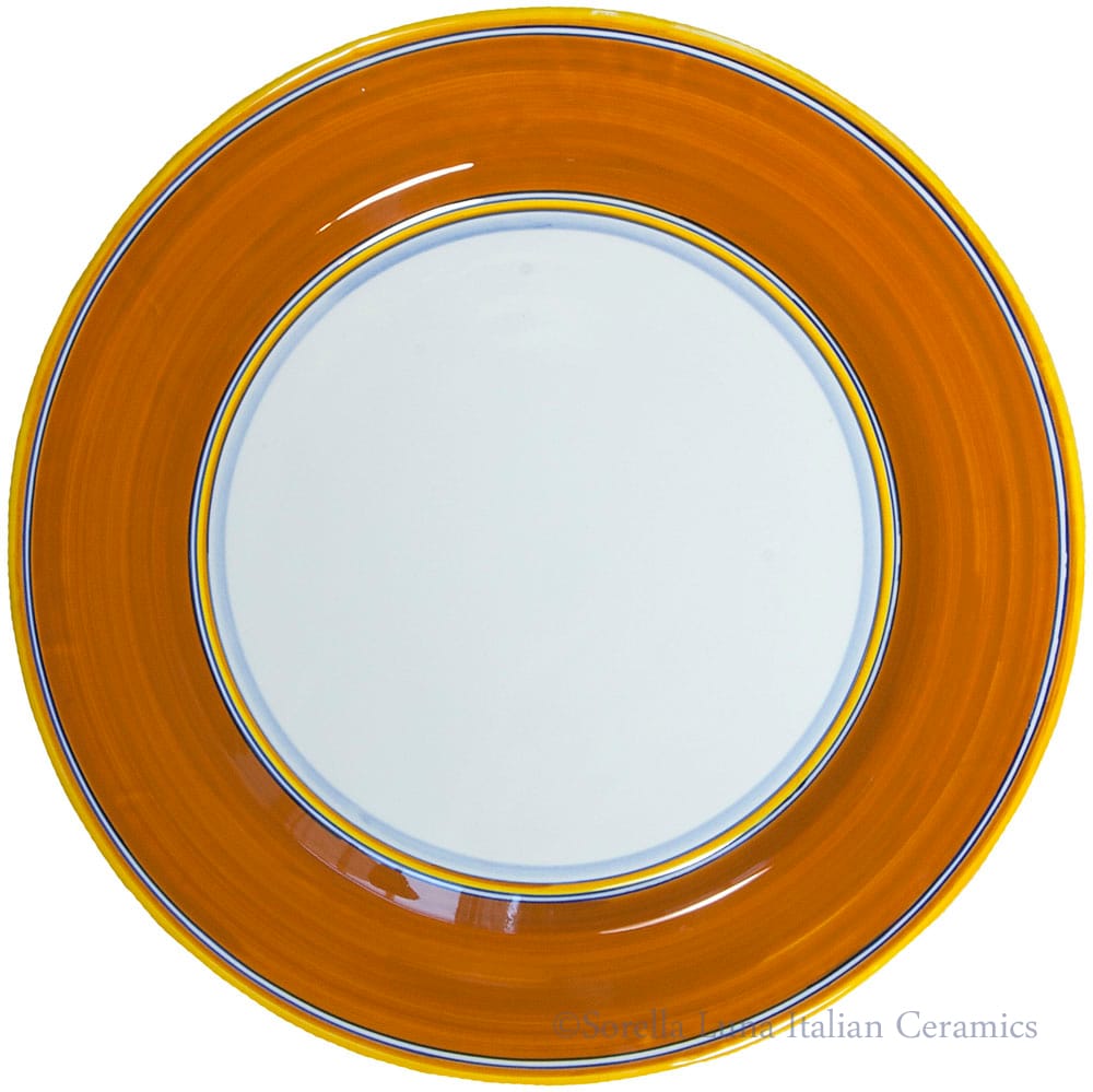 Italian Charger Plate - Yellow Border Solid Orange