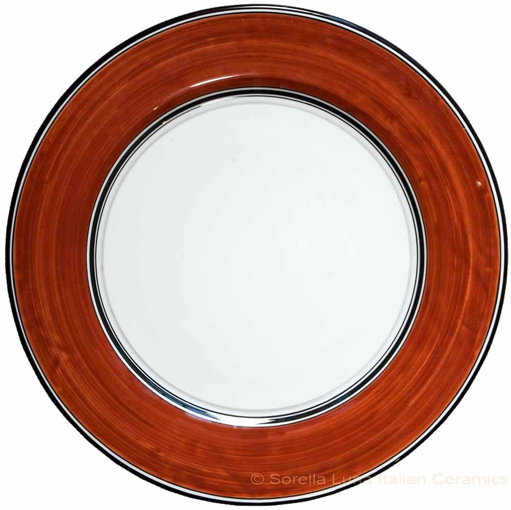 Italian Charger Plate - Black Border Solid Rossiccio
