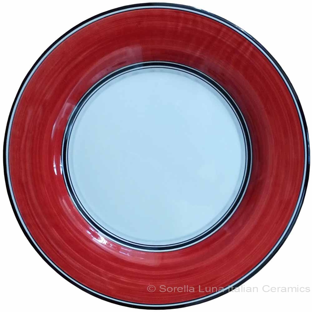 Italian Dinner Plate Black Rim Solid Bordeaux
