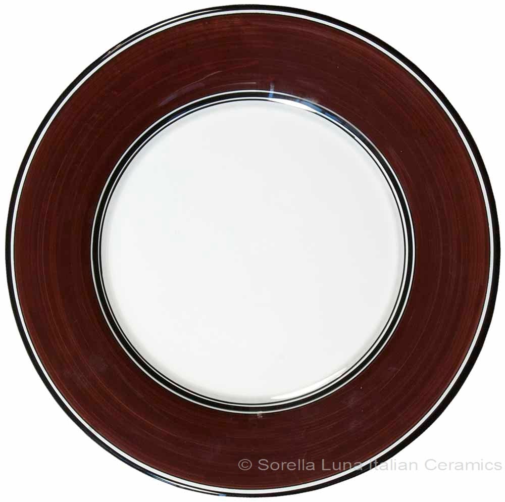 Italian Dinner Plate Black Rim Solid Cafe Brown