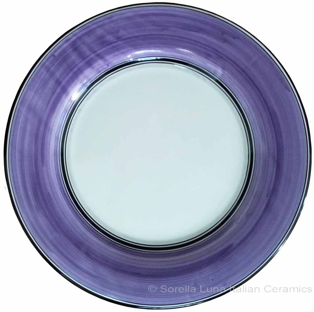 Italian Dinner Plate Black Rim Solid Purple - Viola