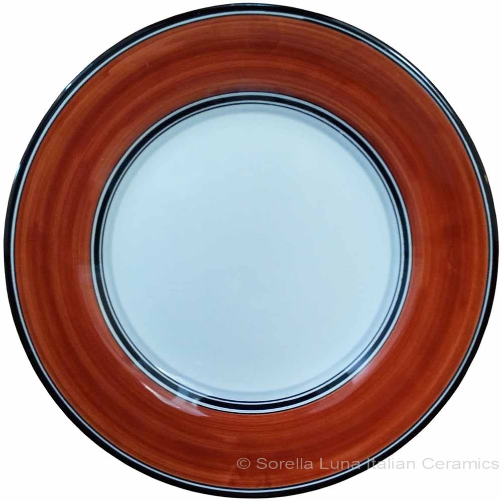 Italian Dinner Plate Black Rim Solid Rossicio