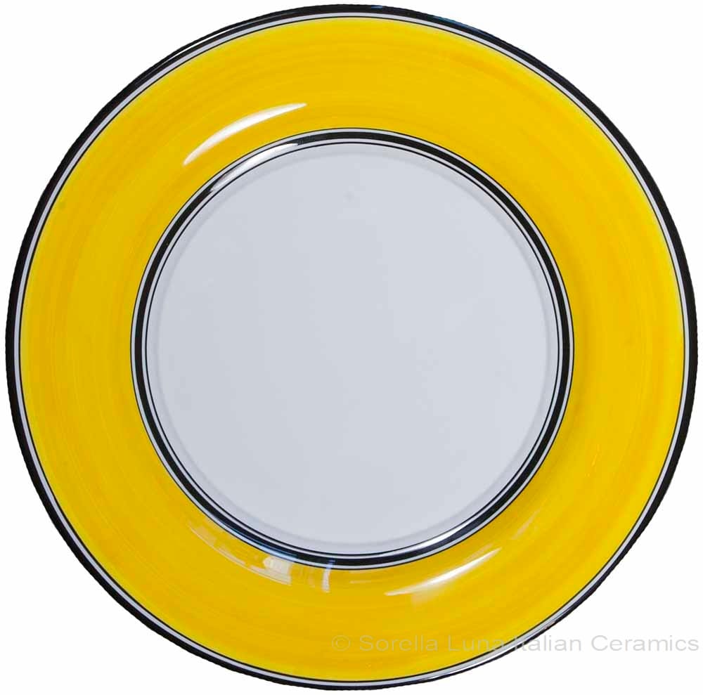 Italian Dinner Plate Black Rim Solid Yellow - Giallo