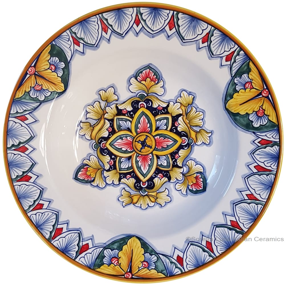 Italian Ceramic Pasta Bowl - Vario Antico Flower3
