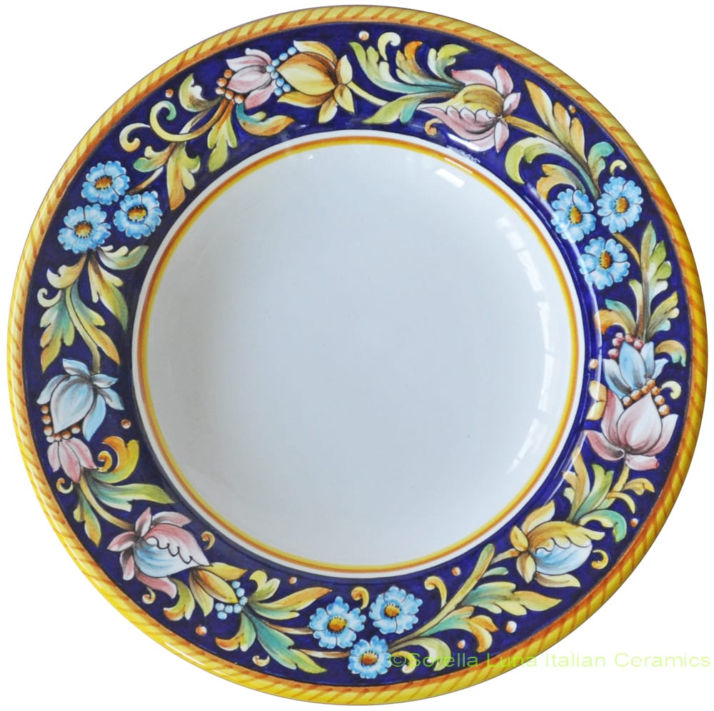 Deruta Italian Pasta Plate - Blue Flower