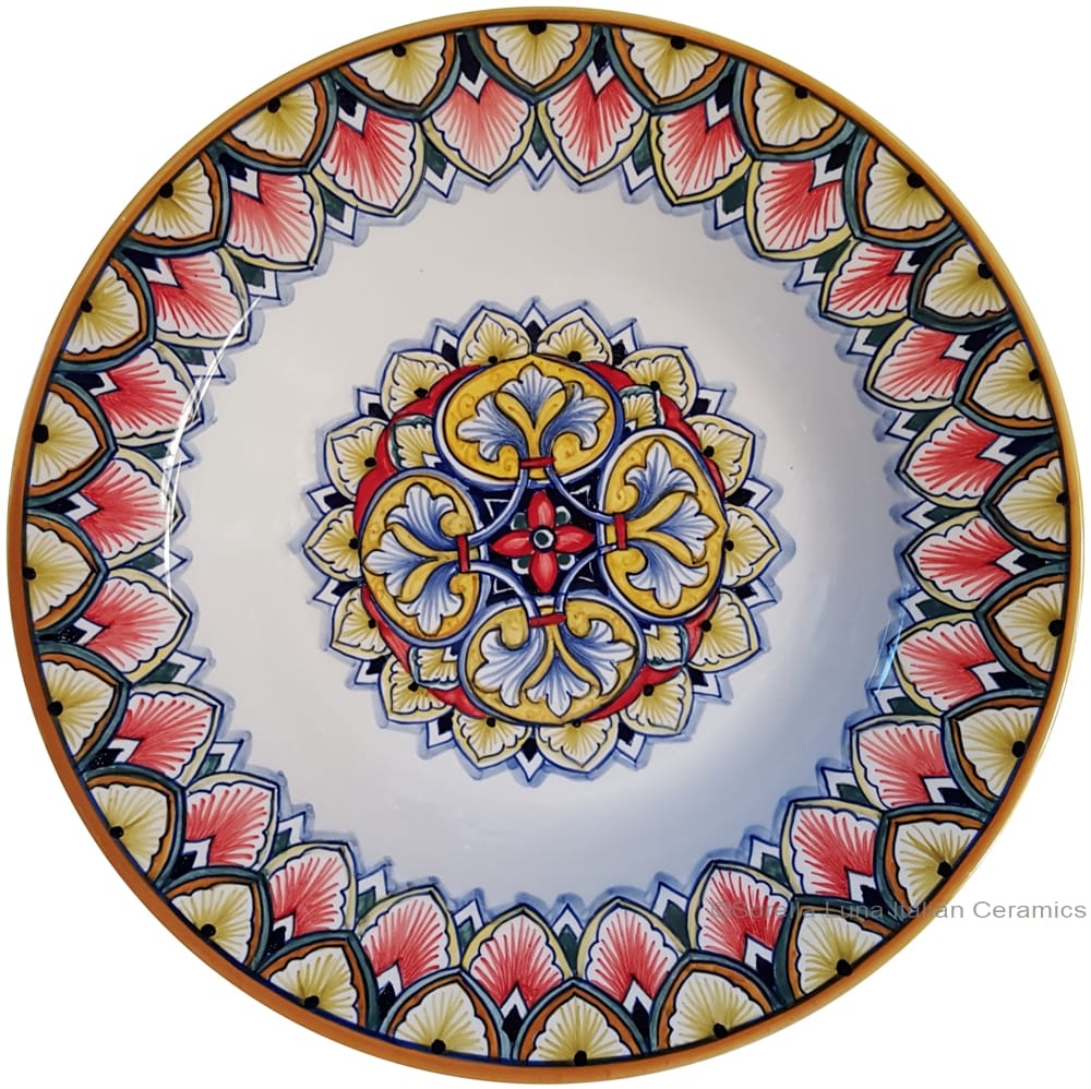 Italian Ceramic Pasta Bowl - Vario Antico - Red Yellow