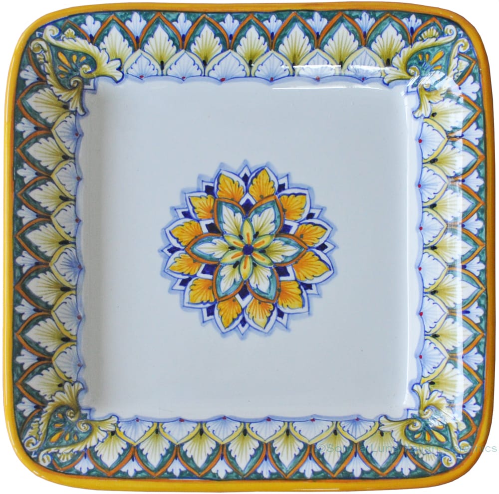Deruta Rectangular Platter - Green/Brown Vario