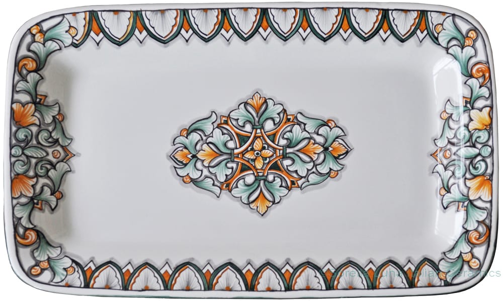 Rectangular Platter - Green/Orange Vario Antico