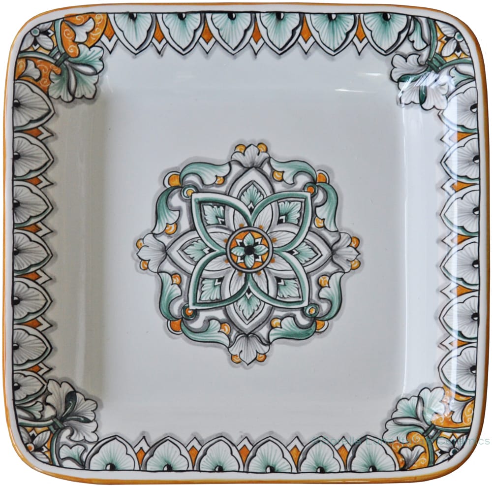 Deruta Rectangular Platter - Green/Orange FLD