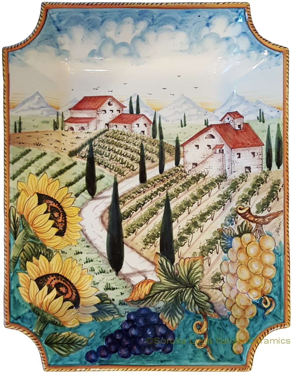 Ceramic Majolica Plate VT Tuscany Grape Country 4131