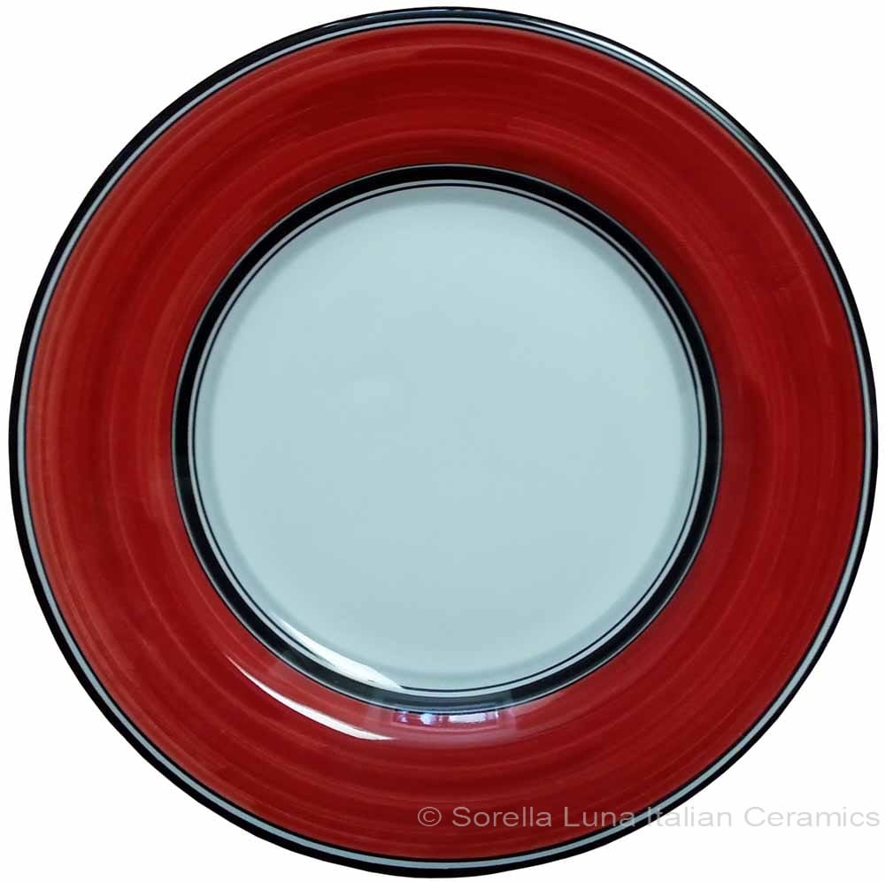 Deruta Italian Salad Plate - Black Rim Solid Bordeaux