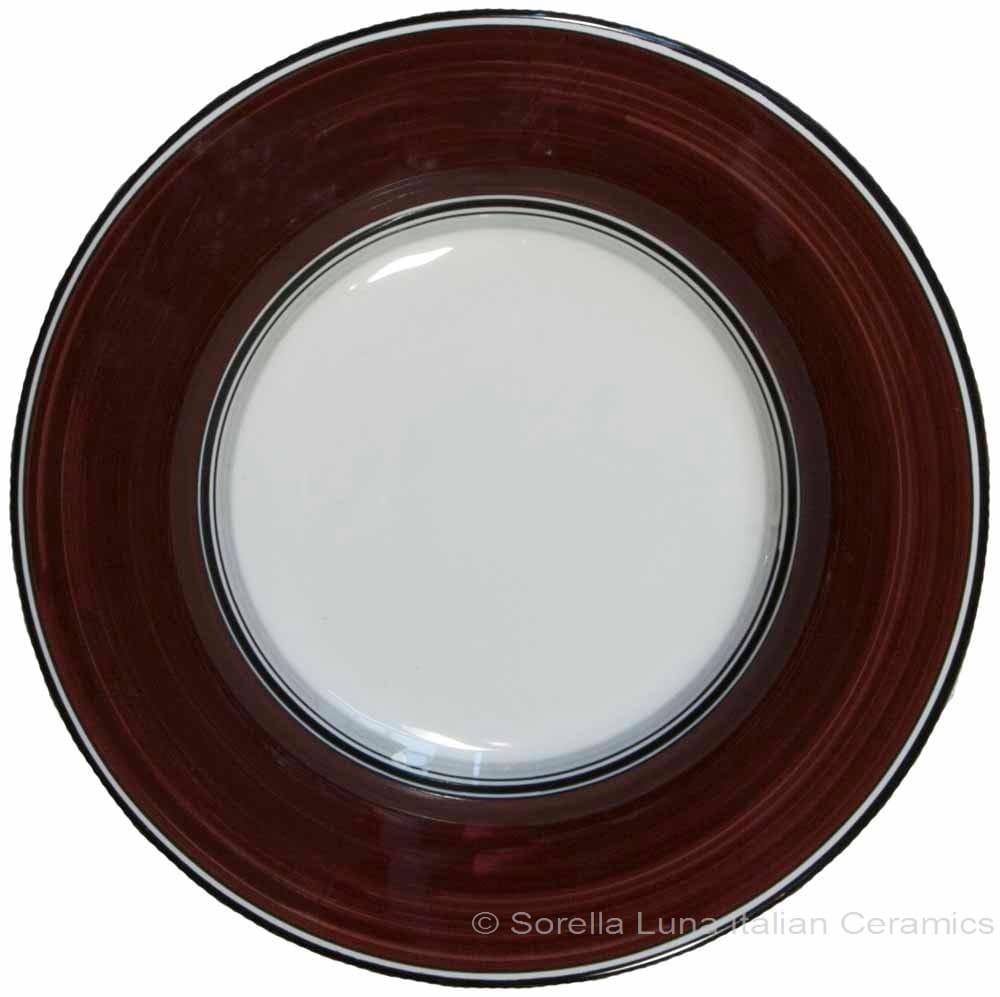 Deruta Italian Salad Plate - Black Rim Solid Brown - Cafe