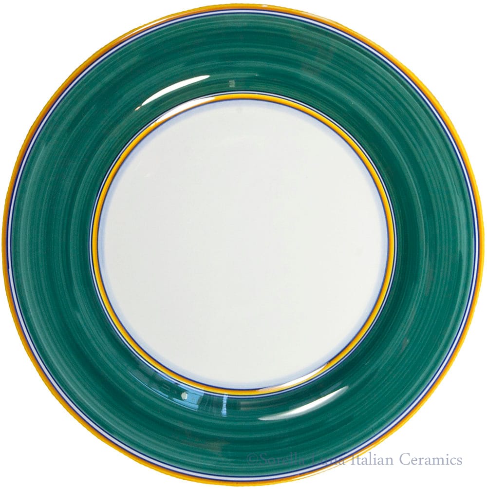 Deruta Italian Salad Plate - Yellow Rim Solid Green