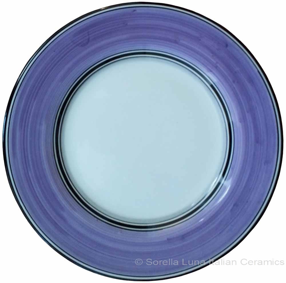 Deruta Italian Salad Plate - Black Rim Solid Purple - Viola