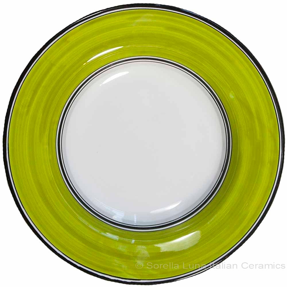 Deruta Italian Salad Plate - Black Rim Solid Meadow - Prato
