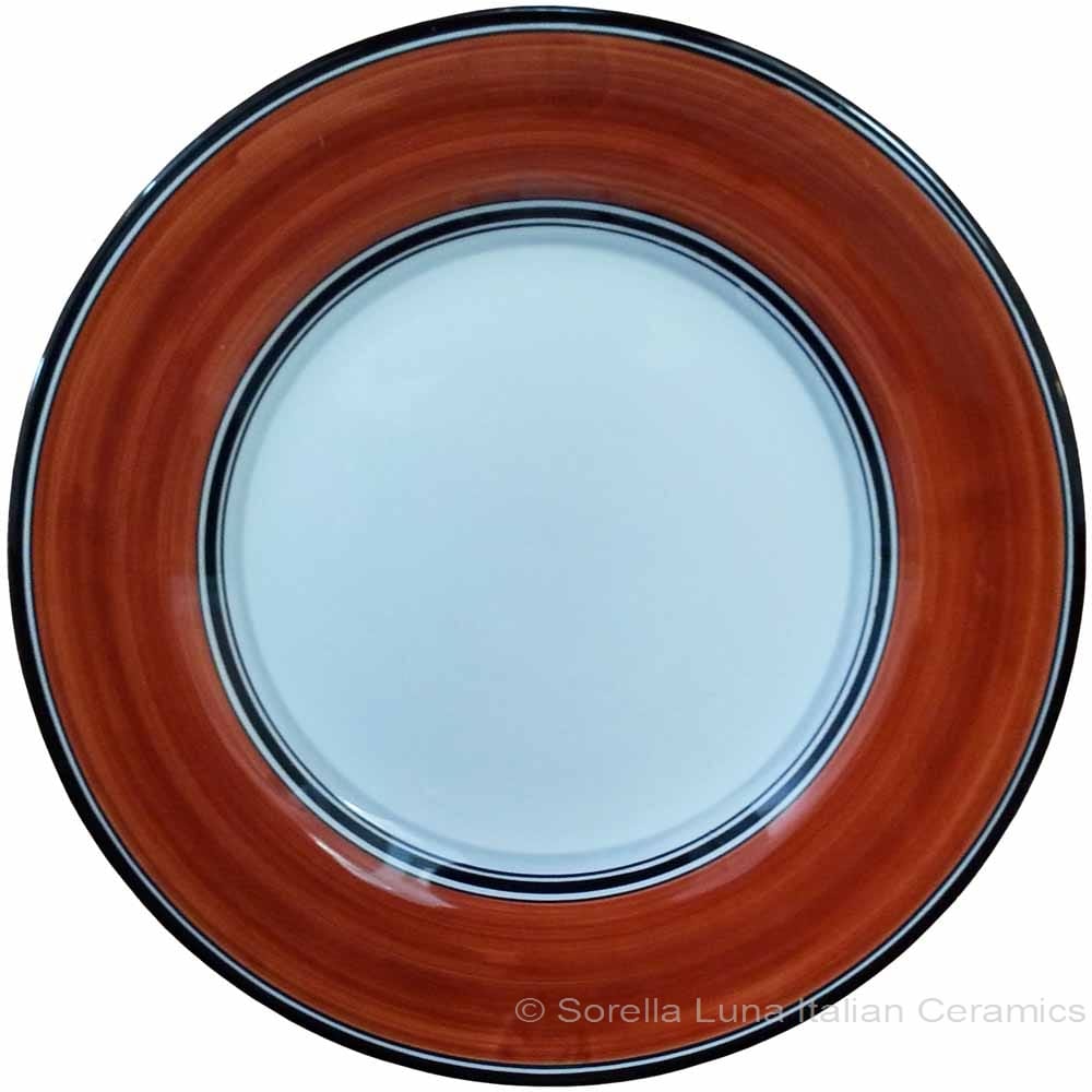 Deruta Italian Salad Plate - Black Rim Solid Rossiccio