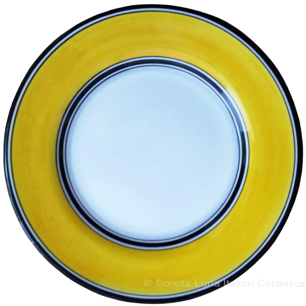 Deruta Italian Salad Plate - Black Rim Solid Yellow - Giallo