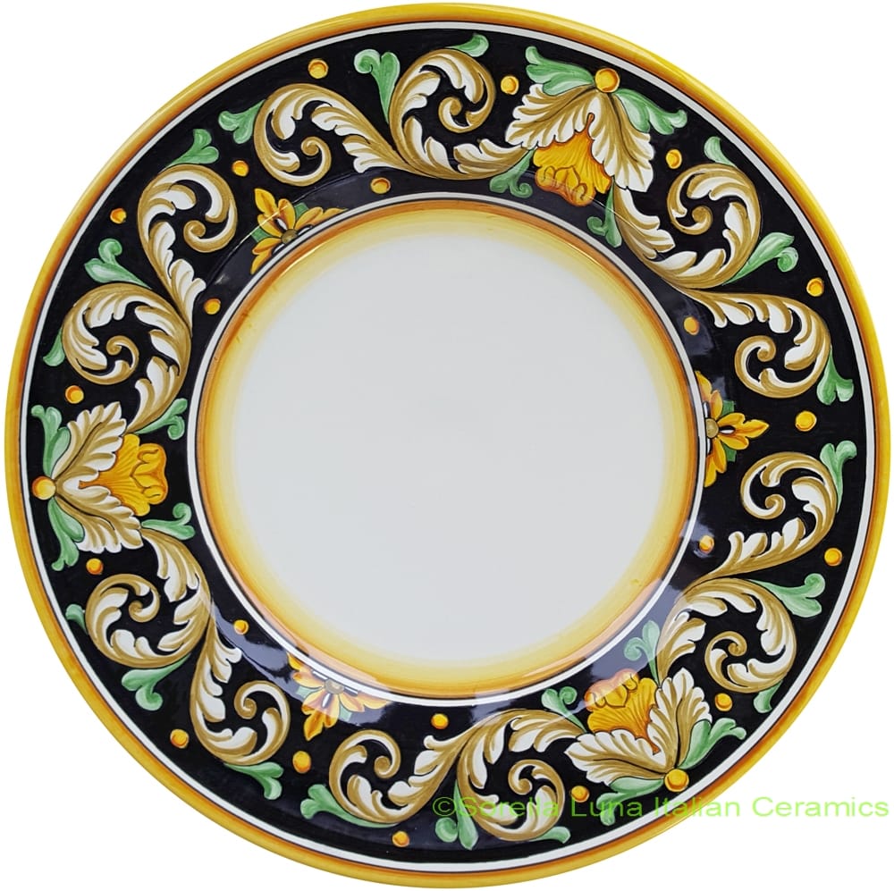 Ceramic Majolica Plate - Ornato Black NC 42cm