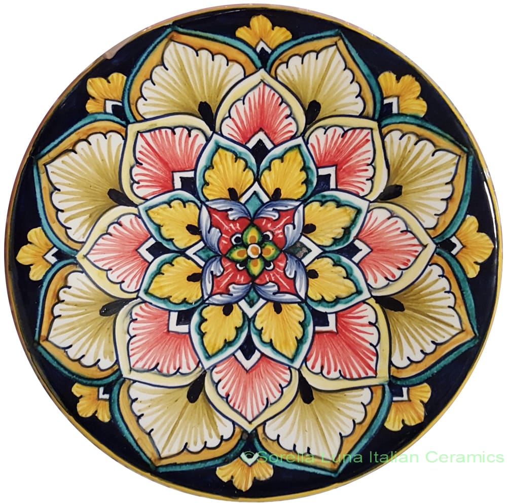 Ceramic Majolica Plate Red Spears