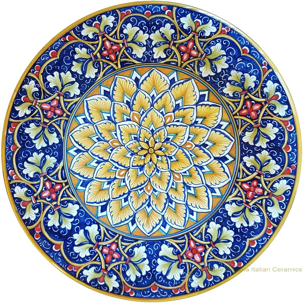 Majolica Plate - Flower/Fleur De Lis 30cm