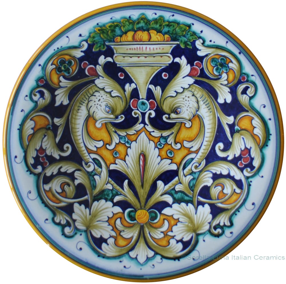 Majolica Plate - Dec70 Delfini 25cm