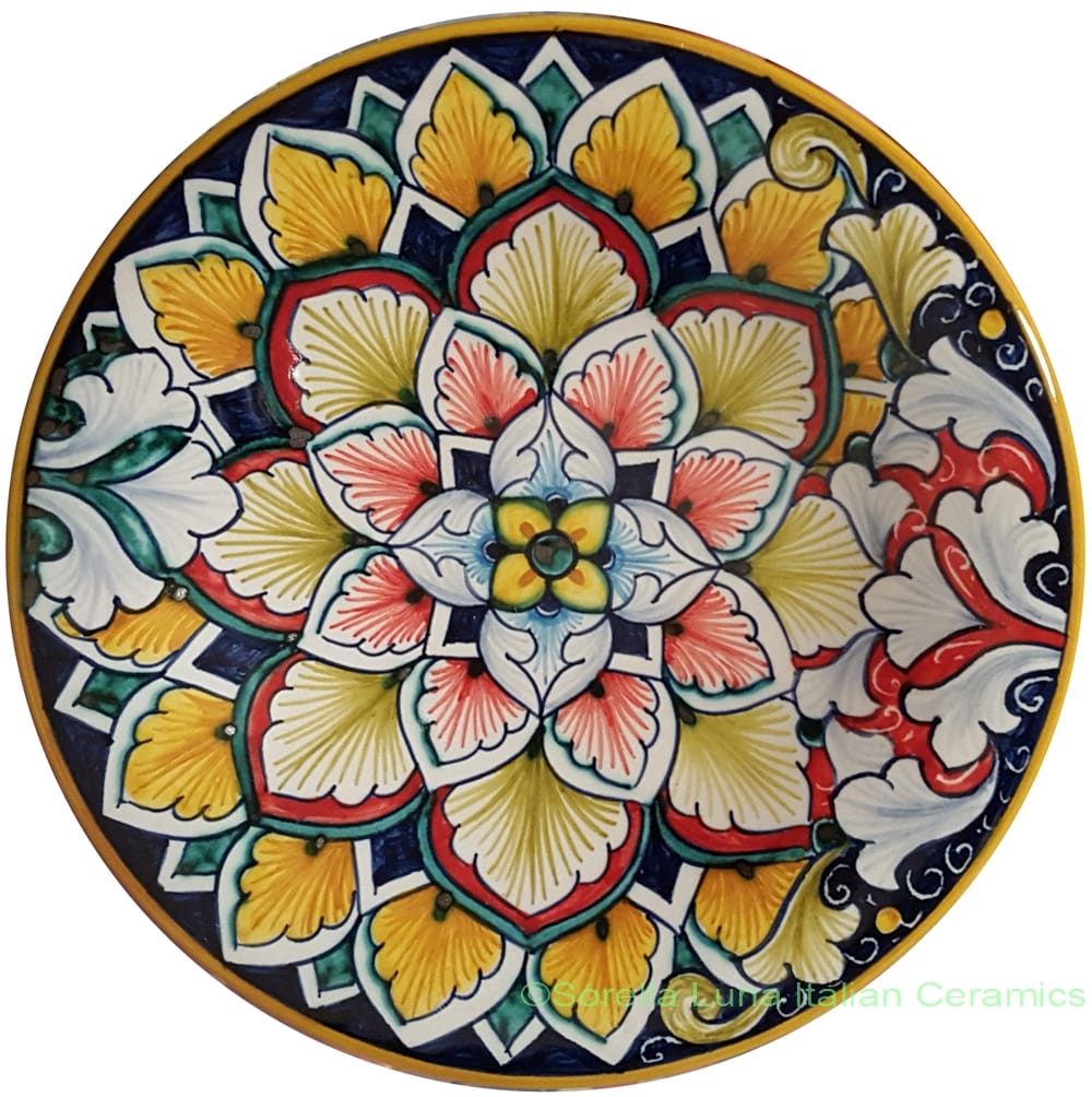 Ceramic Majolica Plate Red Green FDL