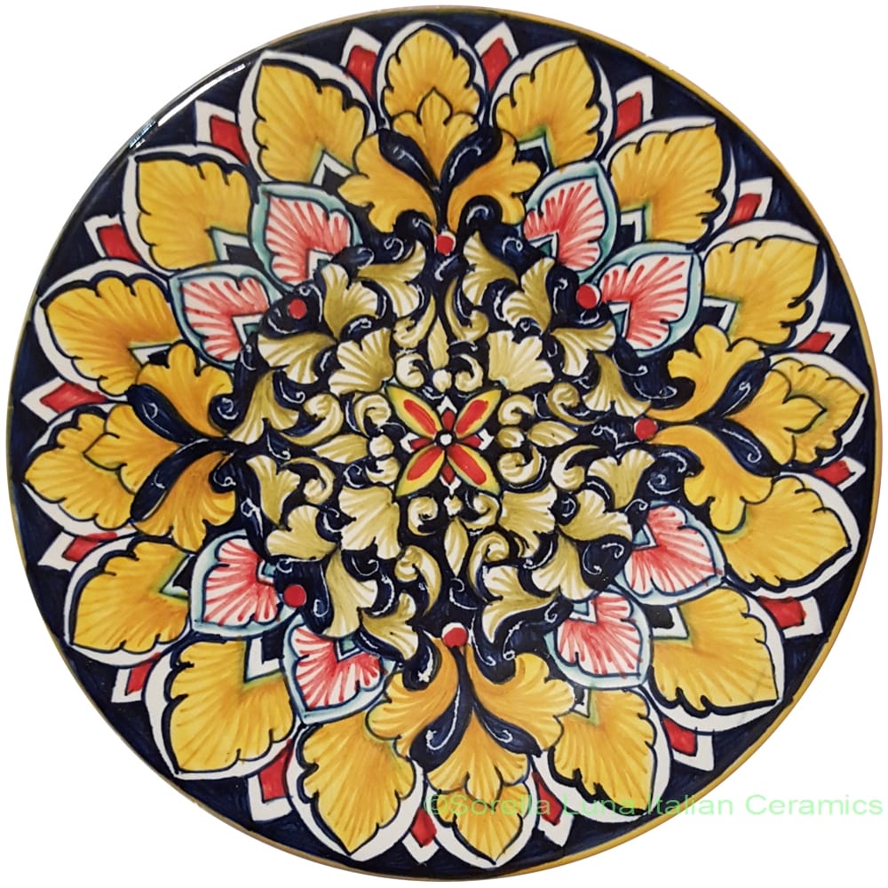Ceramic Majolica Plate Brown Black Orange FDL