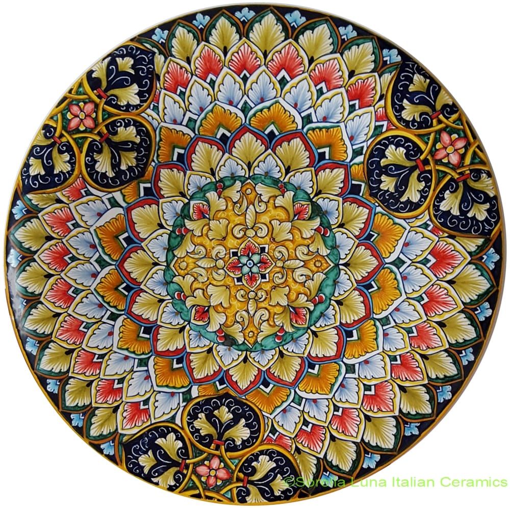 Ceramic Majolica Plate FDL Orange Cobalt 35cm