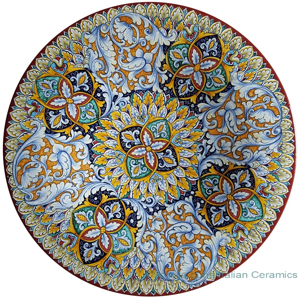 Ceramic Majolica Plate White Acanthus 52cm
