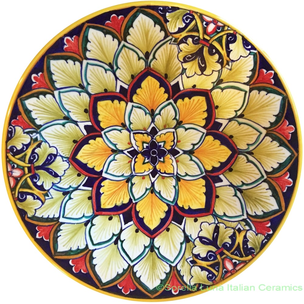 Ceramic Majolica Plate FDL Orange Blue 20cm