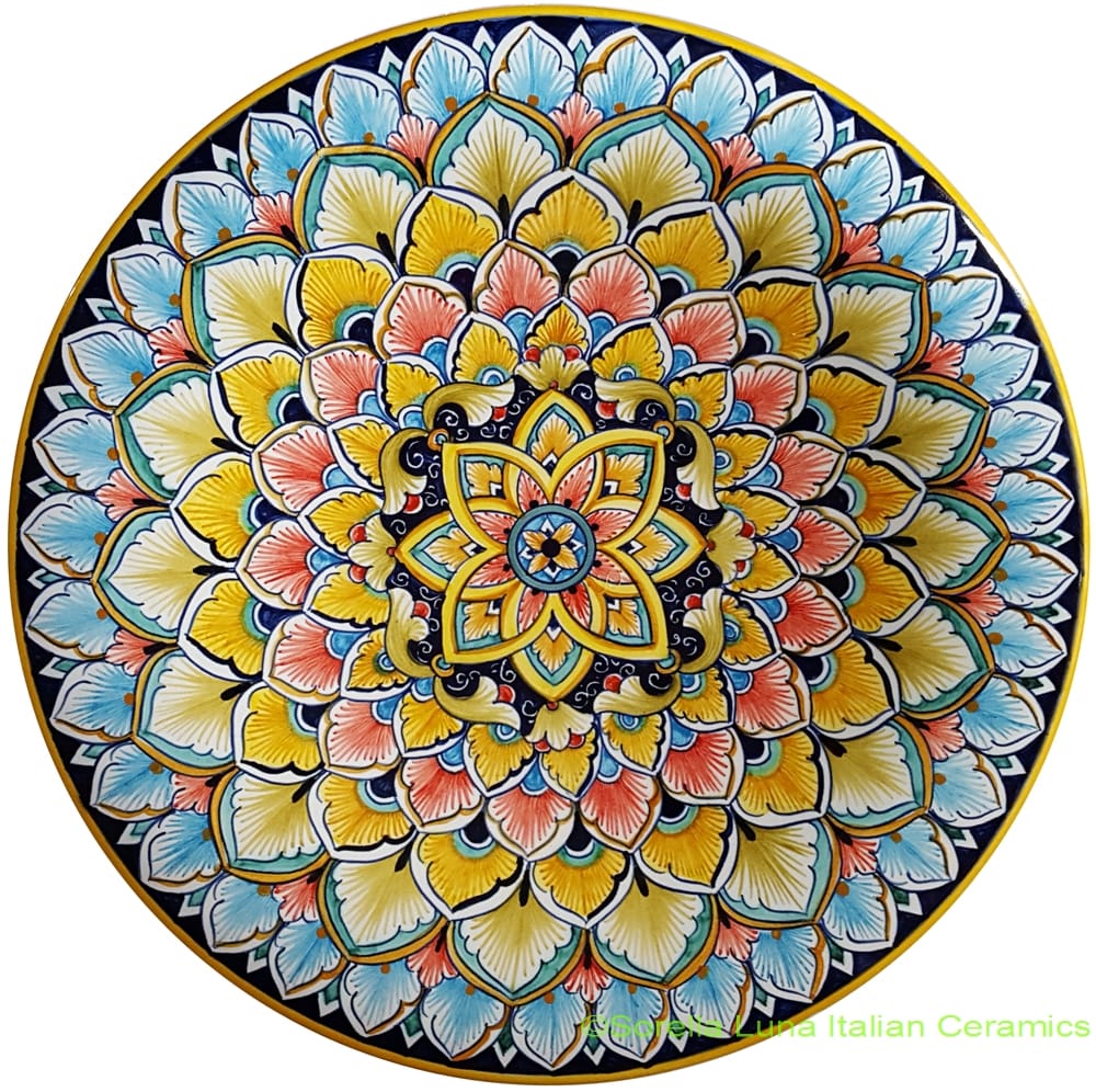 Ceramic Majolica Plate Geometrico Blue 30cm