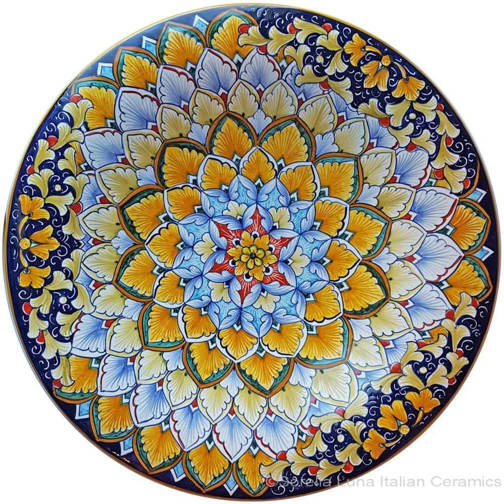 Ceramic Majolica Plate - Snow Flower Red/Orange