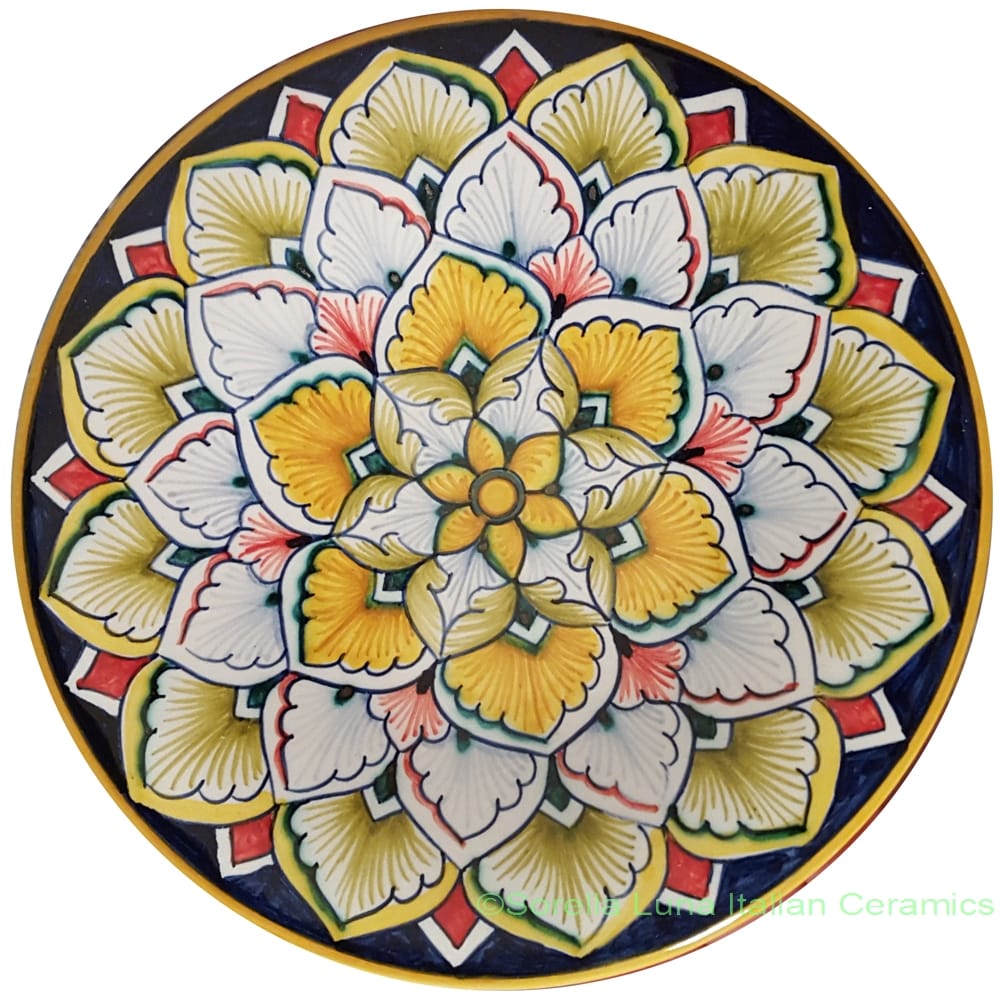 Ceramic Majolica Plate Orange Flower 6