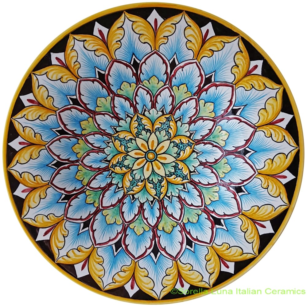 Ceramic Majolica Plate Flower 8 25cm