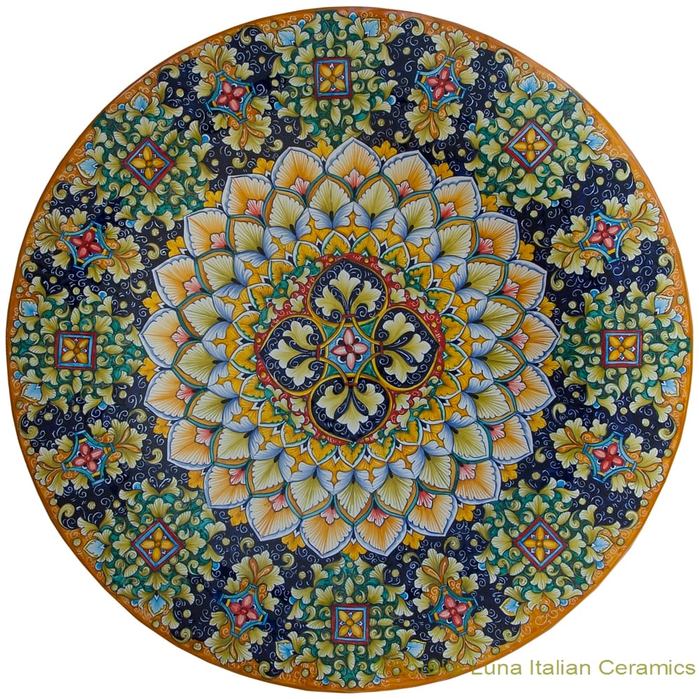 Ceramic Majolica Plate Orange Blue - 63cm