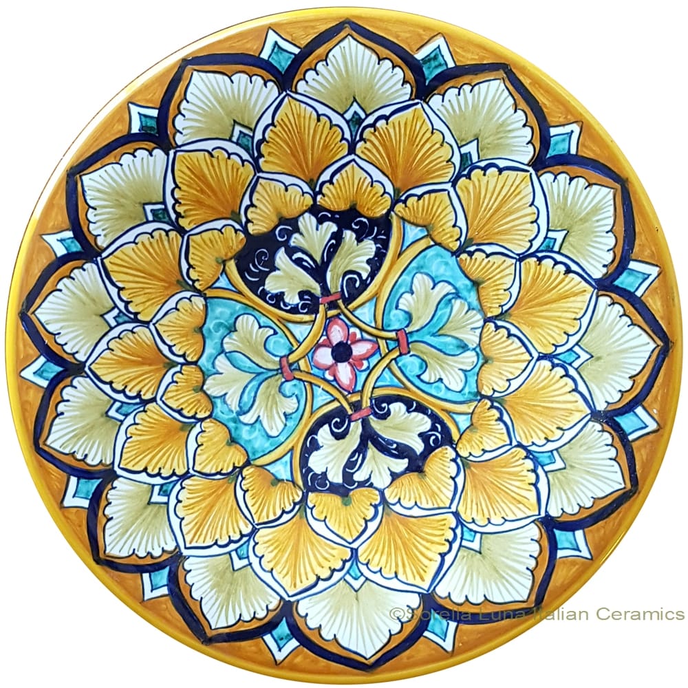 Majolica Plate - Blue/Green/Orange Acanthus