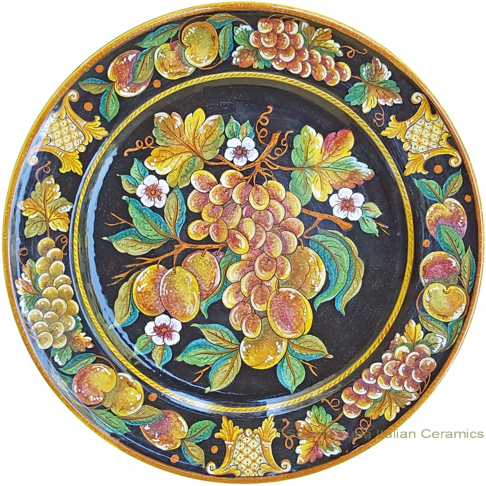 Deruta Italian Black Frutta Plate - 54cm