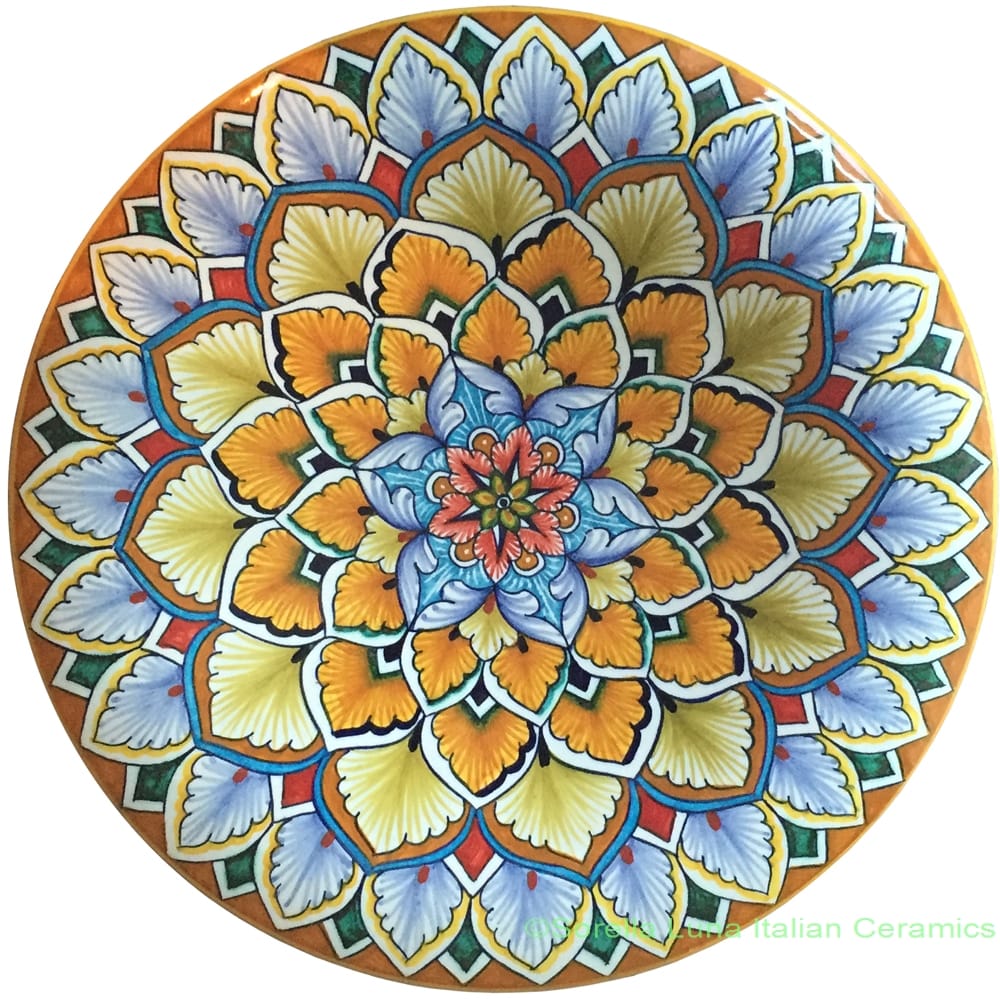 Ceramic Majolica Plate G12 Light Blue Snowflake 25cm