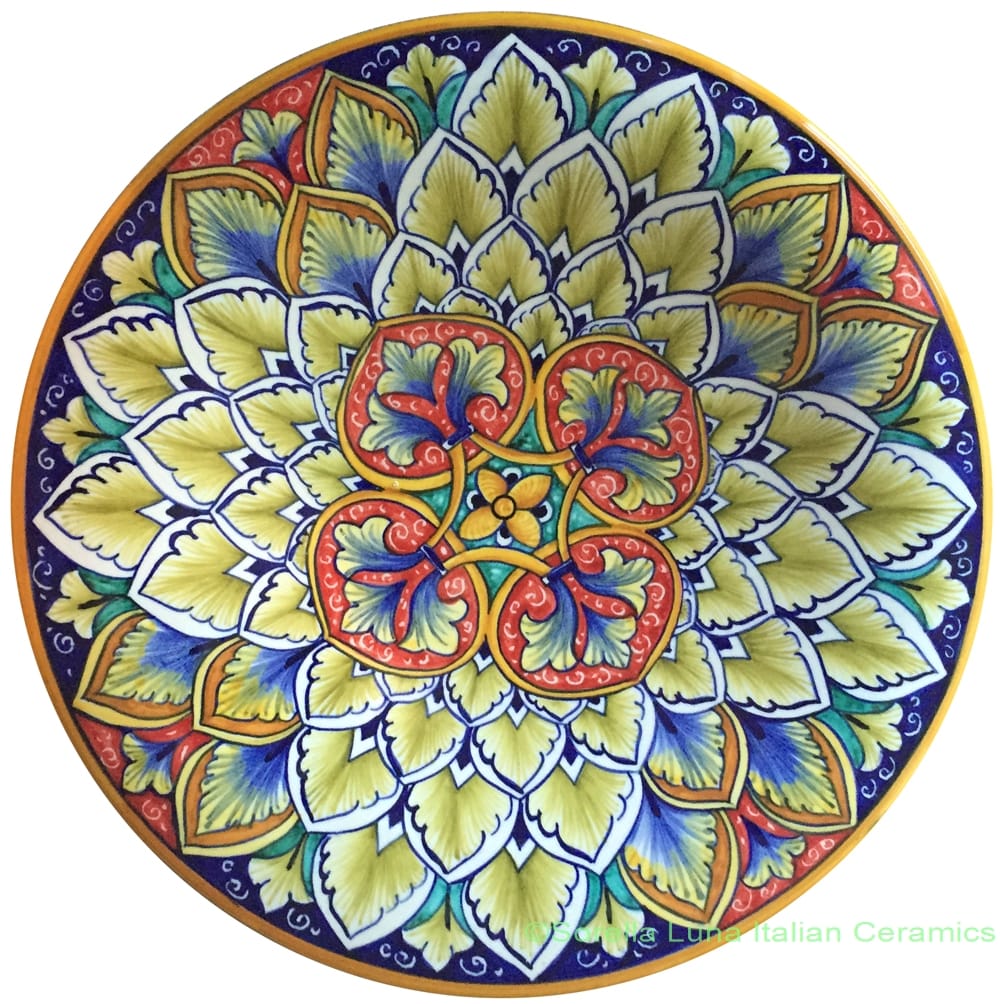 Ceramic Majolica Plate Geometrico Red Beige