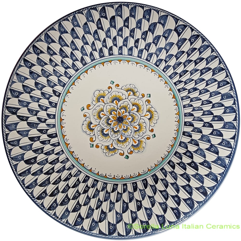 Ceramic Majolica Plate Peacock 30cm