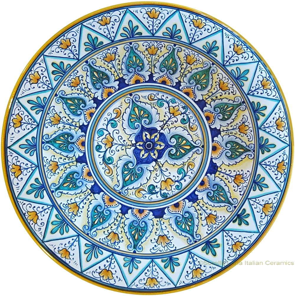 Majolica Plate - Green/Yellow Geometrico 30cm