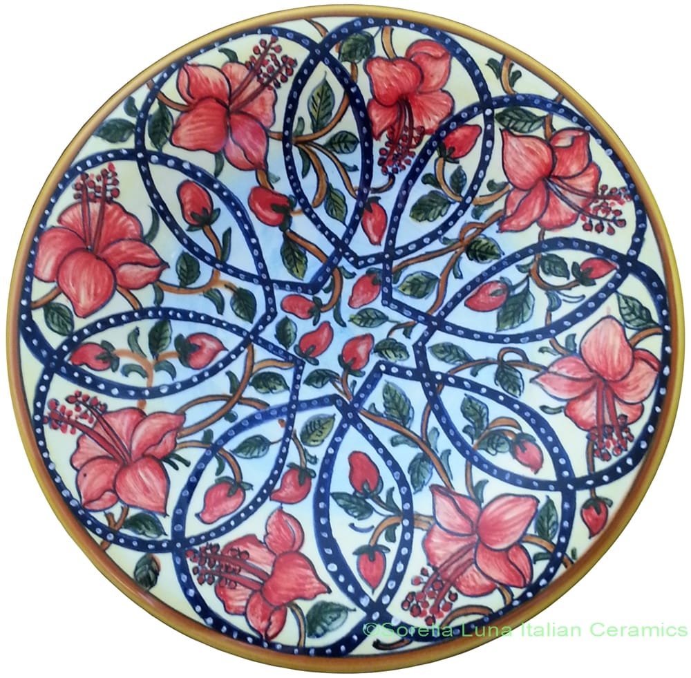 ceramic majolica plate budding roses 20cm