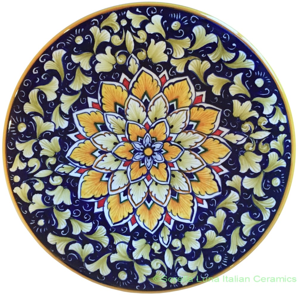 Ceramic Majolica Plate Snowflake Blue 20cm