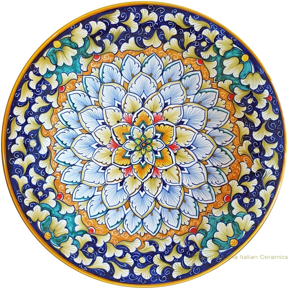 Majolica Plate - Ringed Peacock 30cm