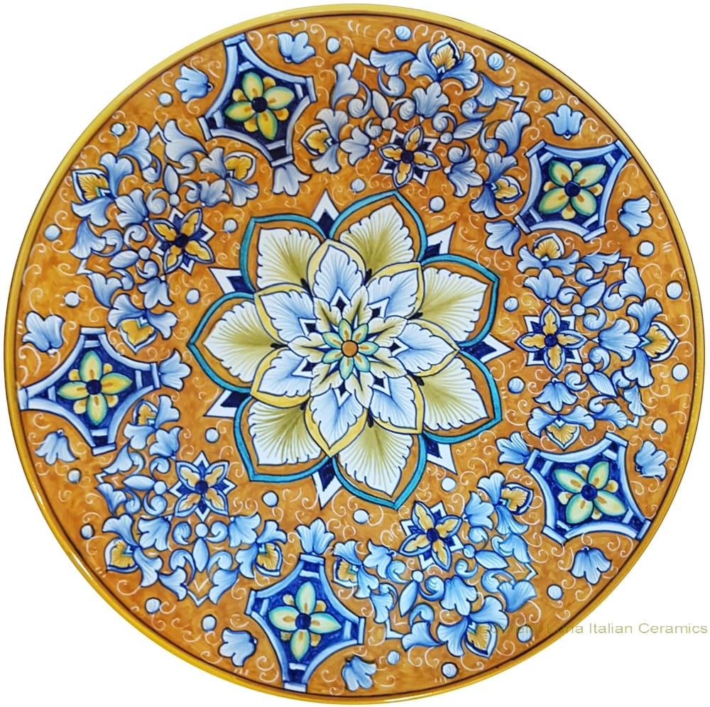 Majolica Plate - Orange Flower Acanthus 30cm