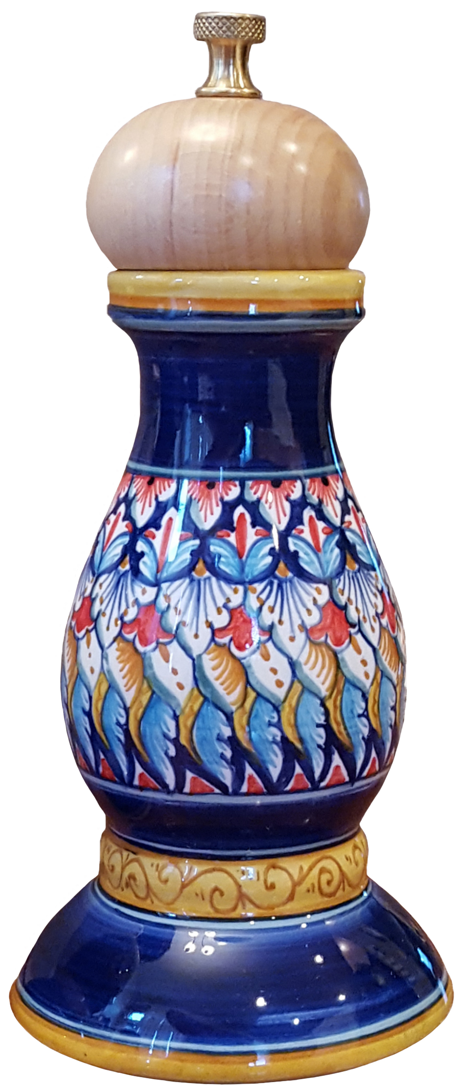 Deruta Italian Ceramic Pepper Grinder - Deruta Ricco
